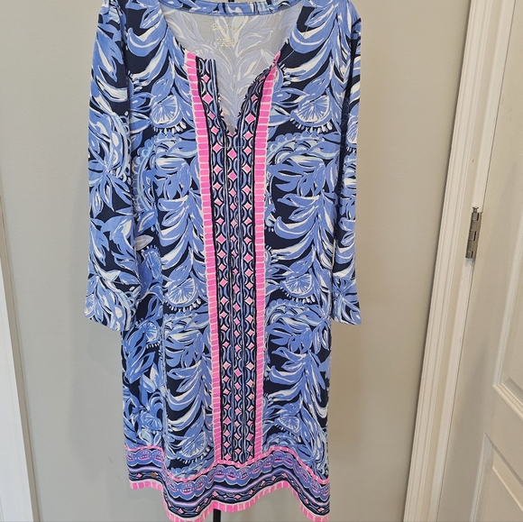 Lilly Pulitzer UPF 50+ ChillyLilly Nadine Dress High Tide You're The Zest LG - Picture 2 of 7